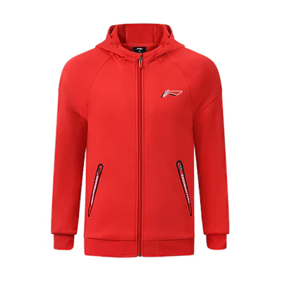 Li-Ning Red Badminton Series Logo Print Fleece Zipper Hoodie AWDSA03-3