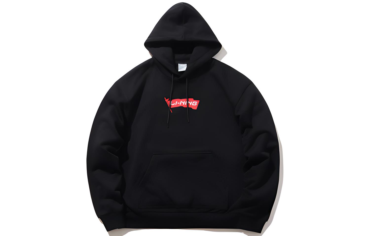 Li-Ning Red Flag Series Made in China Pullover Hoodie Black AWDPB11-1