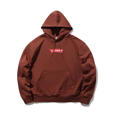 LI-NING Red Flag Series Pullover Hoodie "China Made" Beige Brown AWDPB11-3