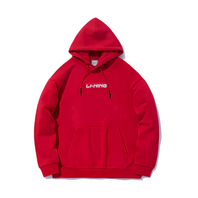 Li-Ning Red Hoodie with Brand Logo Lettering Unisex AWDP714-10