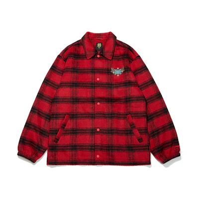 Li-Ning Red Plaid Button-Up Long-Sleeve Jacket AFDT005-1