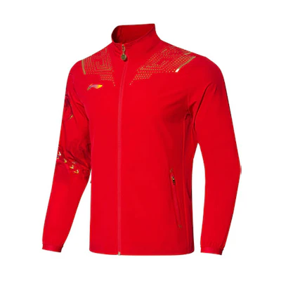 Li-Ning Red Sports Jacket with Iridescent Lettering Print AYYR437-1