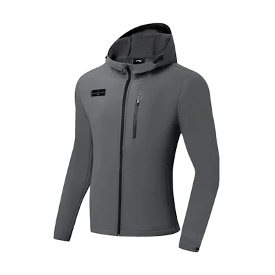 Li-Ning Reflective Fleece-Lined Hooded Fitness Jacket - Gray AFDSA03-2