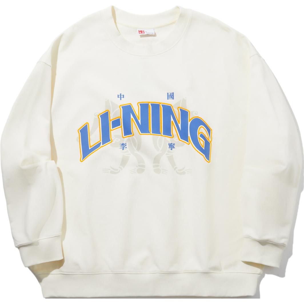 Li-Ning Reignite Series Relaxed Fit Crewneck Pullover Sweatshirt Off-White Unisex AWDUB61-1