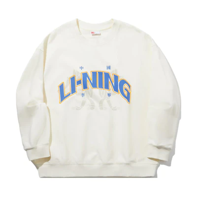 Li-Ning Reignite Series Relaxed Fit Crewneck Pullover Sweatshirt Off-White Unisex AWDUB61-1