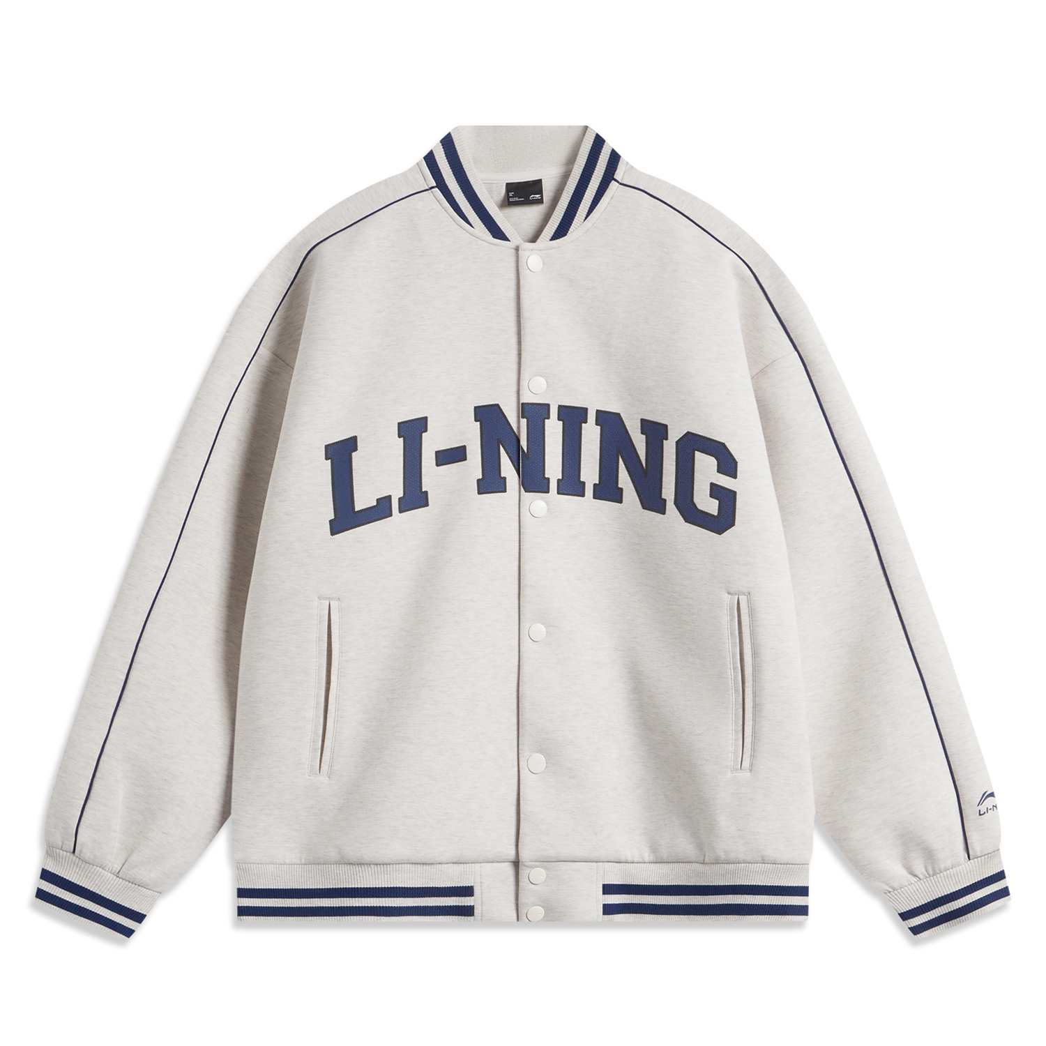Li-Ning Retro Baseball Cardigan Unisex Grey Casual Sweatshirt AWDUF67-3