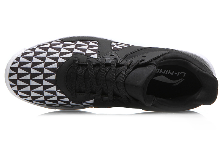 Lookbook Li-Ning Retro Basketball Mid 'Black White Geometric' ABCM087-2
