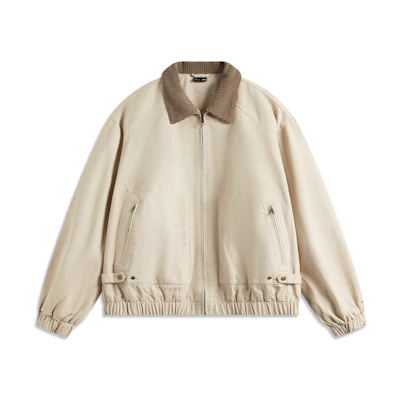 Li-Ning Retro Casual Unisex Zip-Up Jacket Fog Khaki Slim Style AJDU321-4