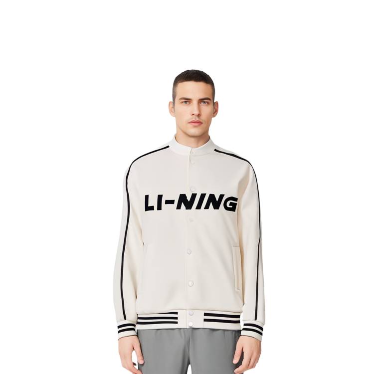 Purchase Li-Ning Retro Colorblock Logo Baseball Jacket Unisex Off-White Fall Collection AWDT545-1