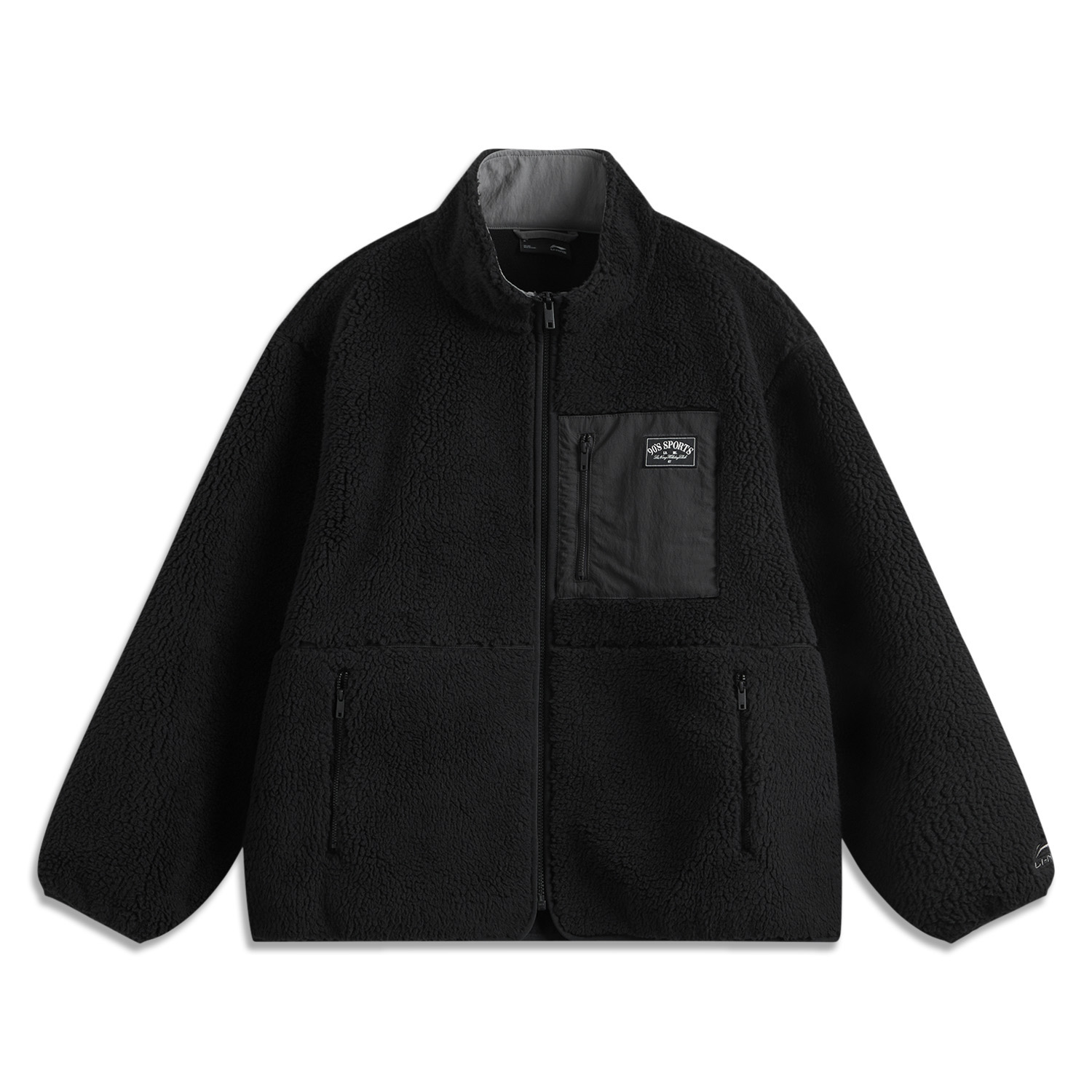 Li-Ning Retro Fleece-Lined Windproof Jacket Unisex Black AFDUC95-8