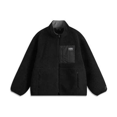 Li-Ning Retro Fleece-Lined Windproof Jacket Unisex Black AFDUC95-8