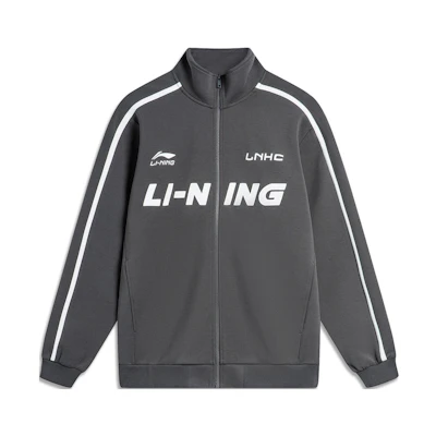 Li-Ning Retro Letter Print Loose Fit Jacket Obsidian Gray AWDU775-6