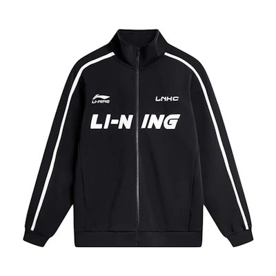 Li-Ning Retro Letter Print Loose Fit Stand Collar Jacket Black Fashion AWDU775-2