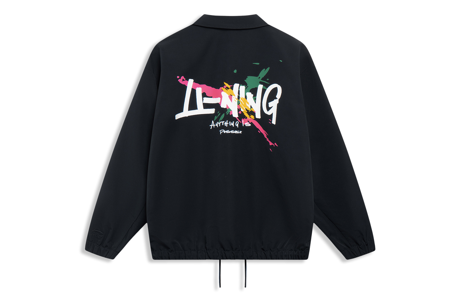 Li-Ning Retro Letter Print Polo Jacket Black AJDT499-1