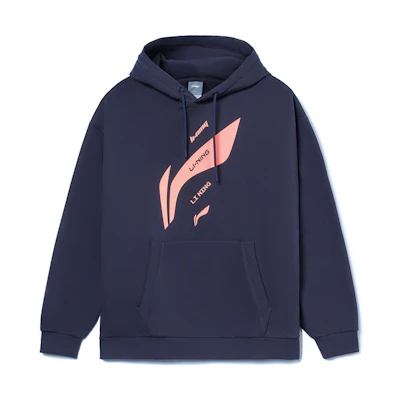Li-Ning Retro Logo Print Loose Hoodie Purple-Grey Unisex Training Series AWDRD36-9