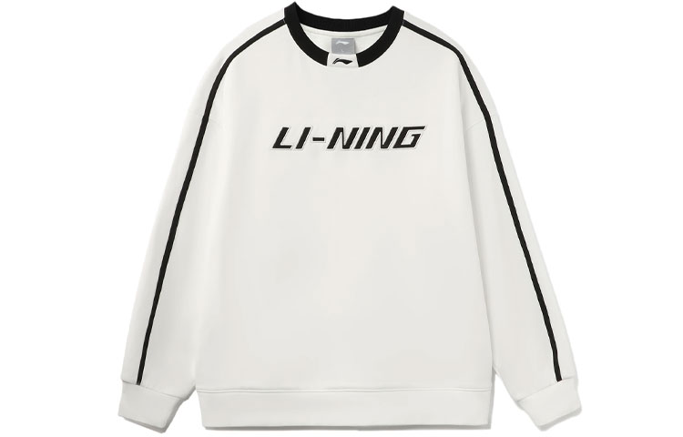 Li-Ning Retro Loose-Fit Crewneck Fleece Sweatshirt Unisex - White AWDTC49-1