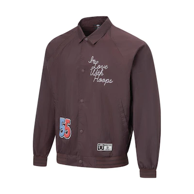 Li-Ning Retro Loose-Fit Embroidered Letter Jacket in Deep Crimson Red AFDT883-1