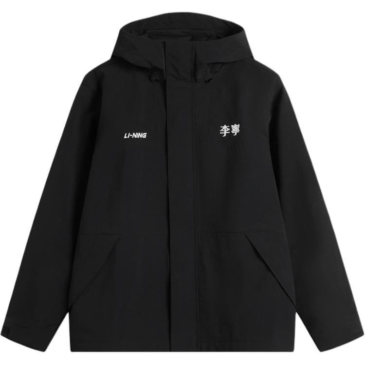 Li-Ning Retro Oriental Water-Resistant Hooded Outdoor Jacket Black Unisex AFDU945-6