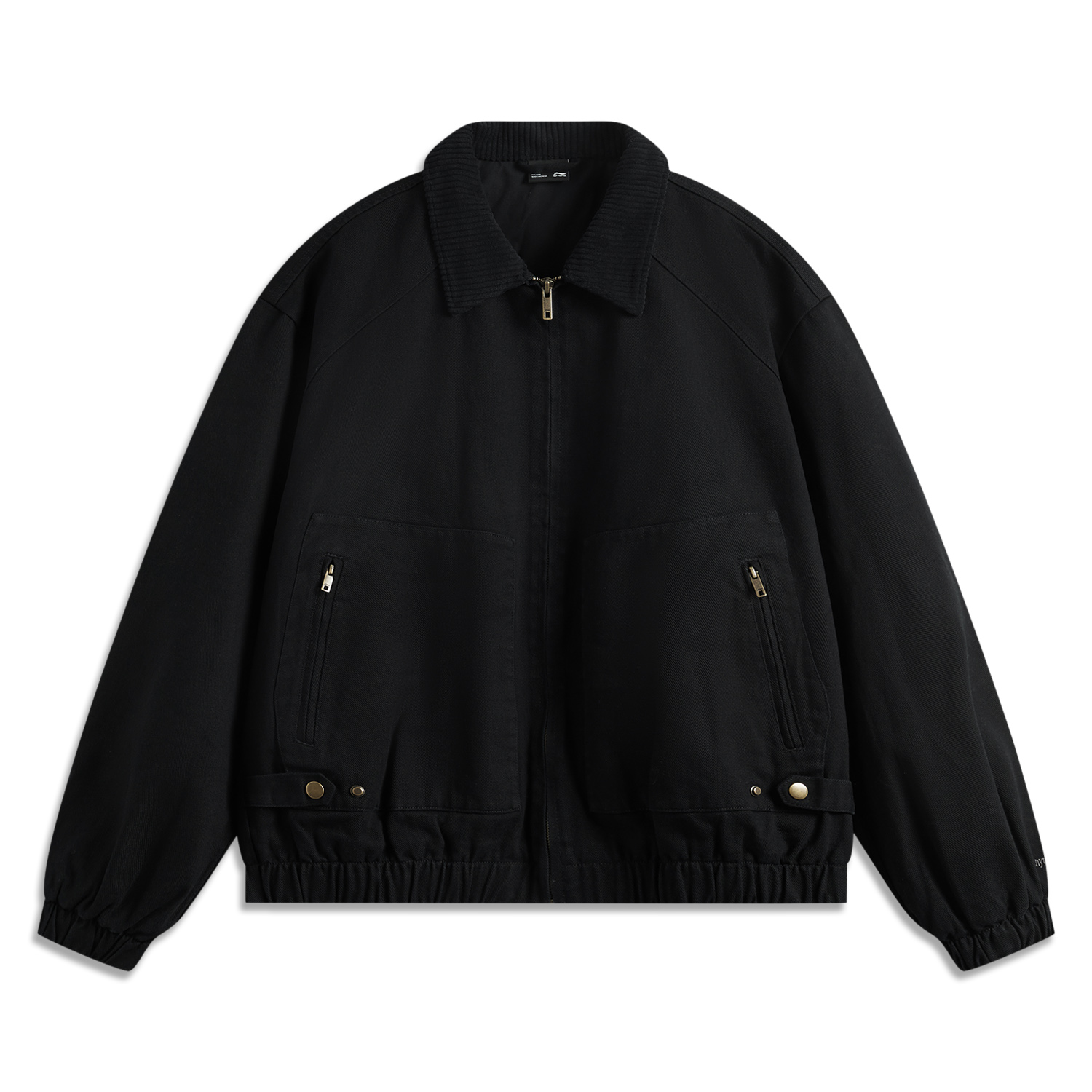 Li-Ning Retro Unisex Black Zip-Up Polo Collar Jacket for Casual Sports Fashion AJDU321-2