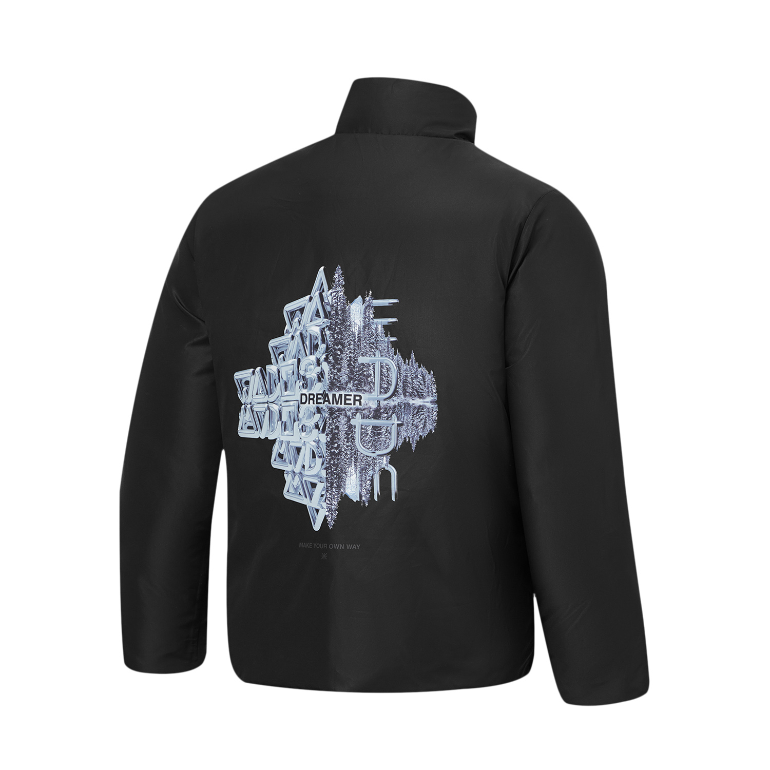 Li-Ning Reversible Jacket with Letter Pattern Print and Stand Collar AYMT327-1