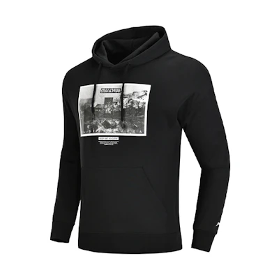 Li-Ning Ruins Print Drawstring Hoodie Black AWDN335-2