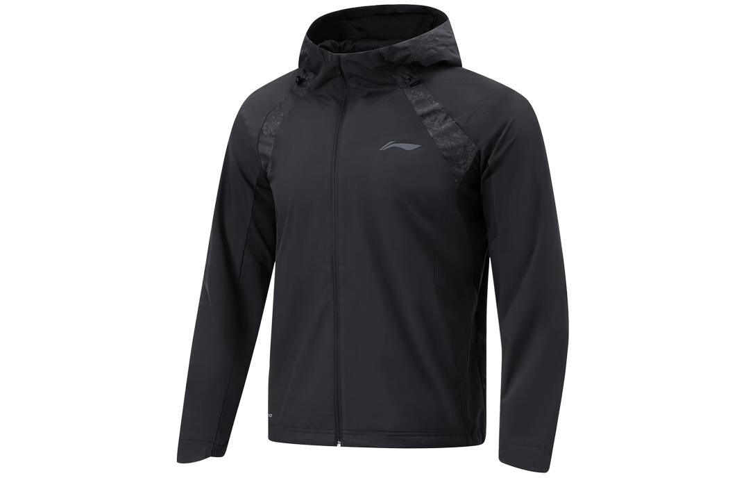 Li-Ning Running Logo Print Reflective Windbreaker Jacket Men’s Black AFDU047-1