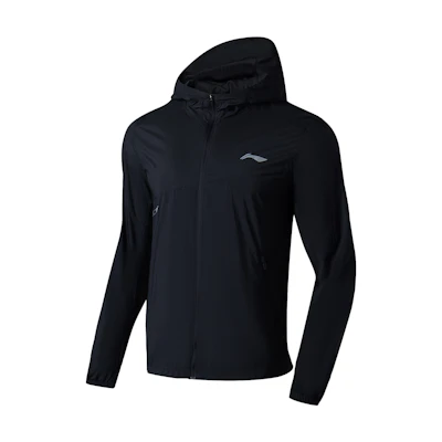 Li-Ning Running Series Black Solid Logo Windbreaker Jacket AFDT049-1