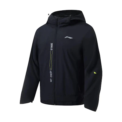Li-Ning Running Series Black Zip-Up Hoodie with Logo Design AFDT047-1