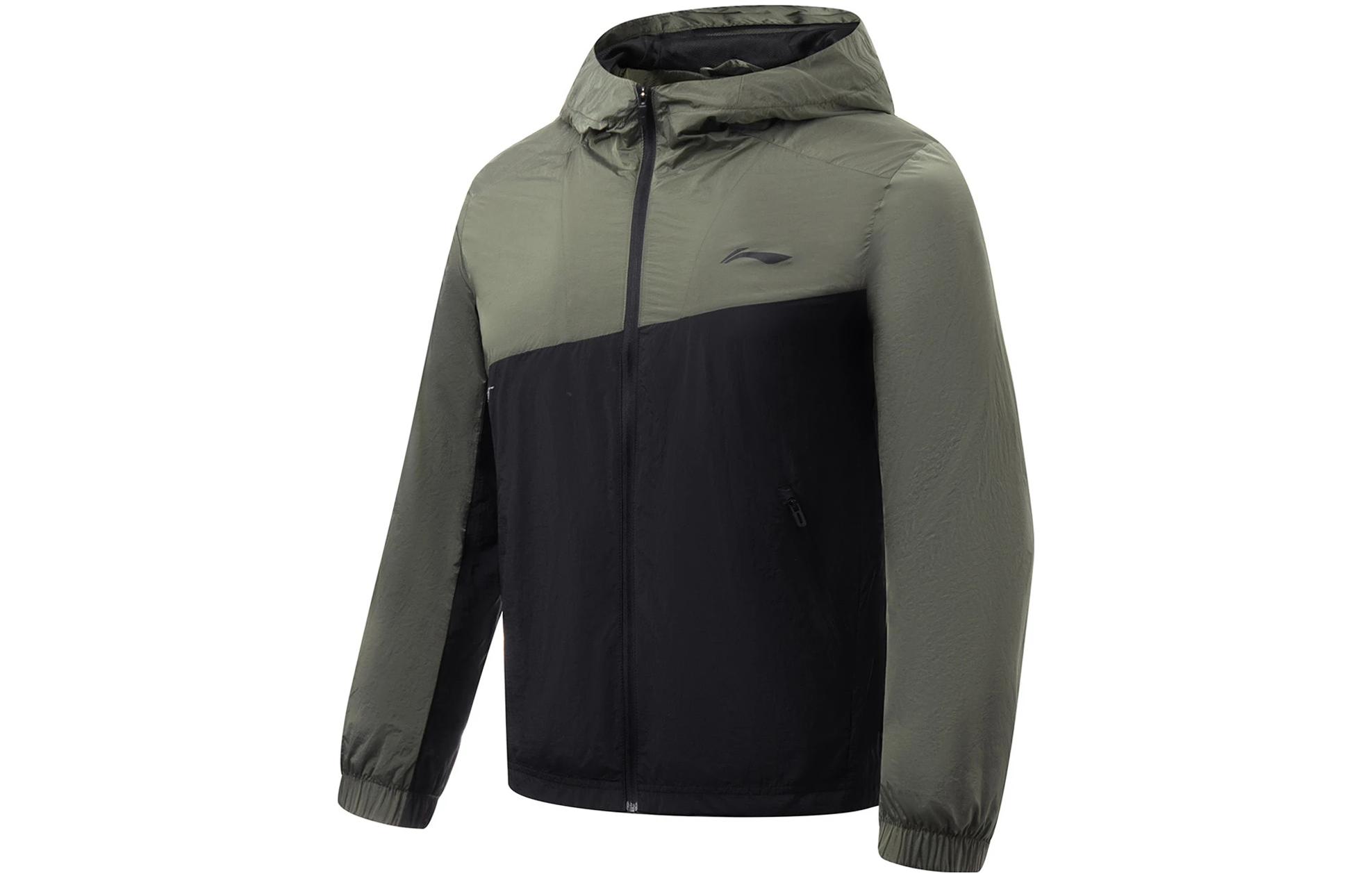 Li-Ning Running Series Colorblock Hooded Jacket Green/Black AFDT049-2