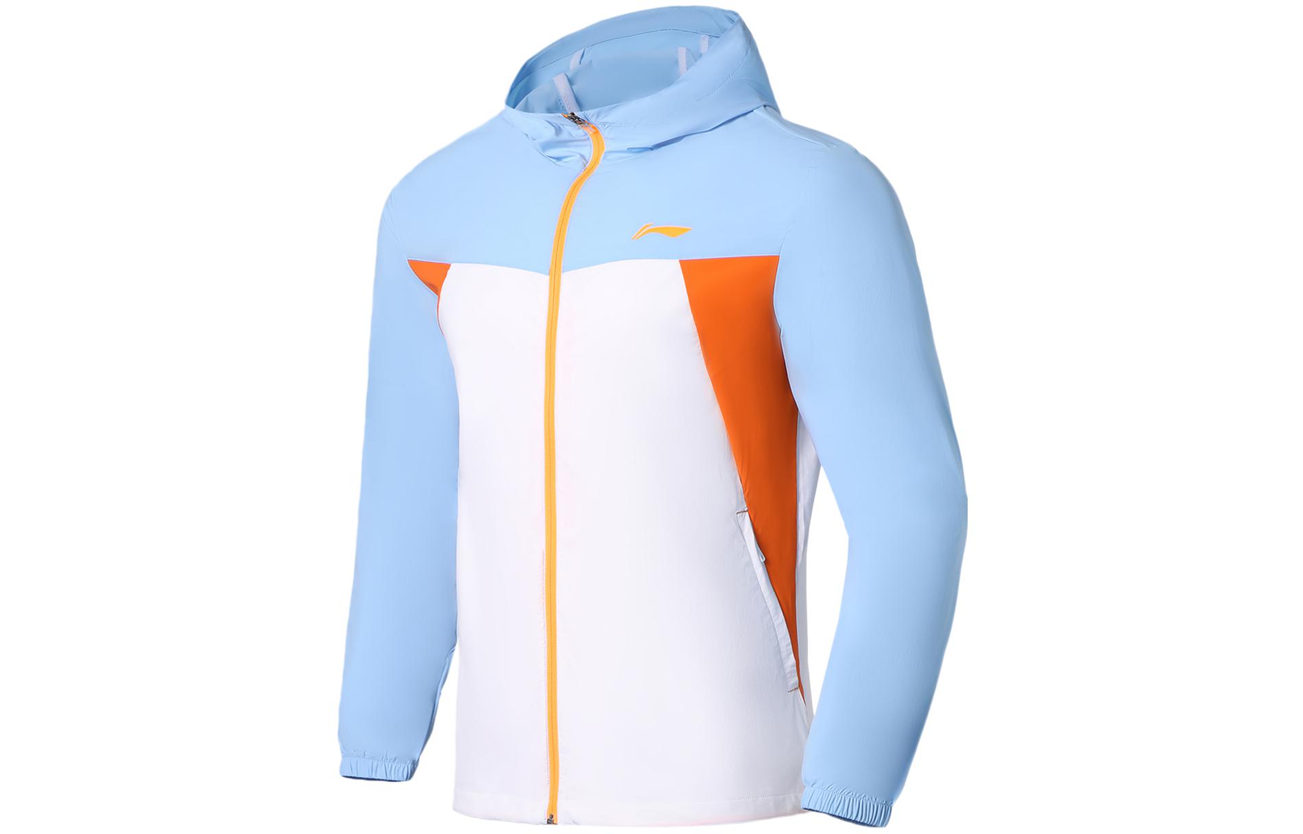 Li-Ning Running Series Colorblock Packable Hooded Jacket Moon White Blue AFDS365-10