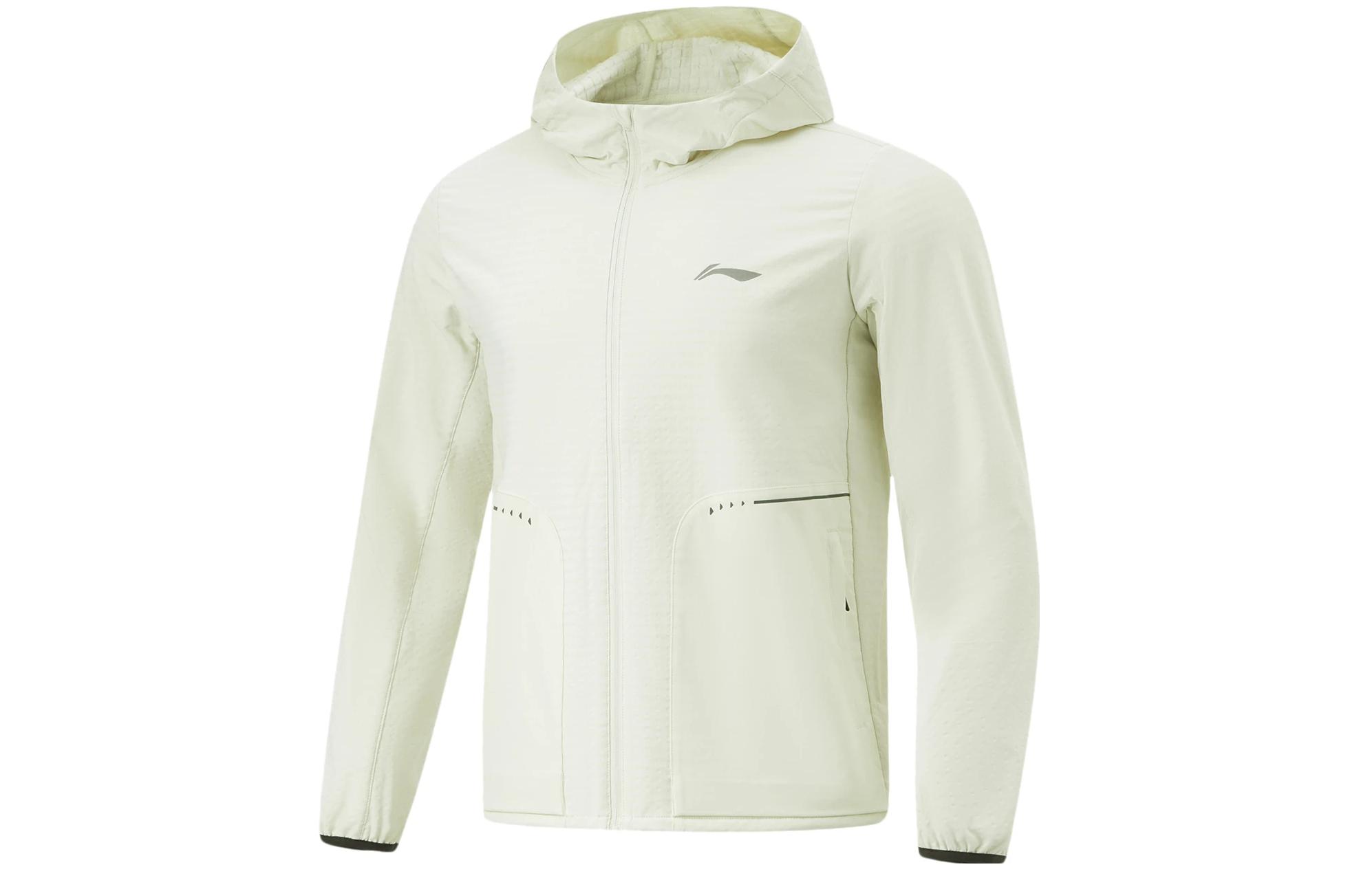 Li-Ning Running Series Light Tea Green Hooded Fleece Water-Resistant Jacket AFDT623-2