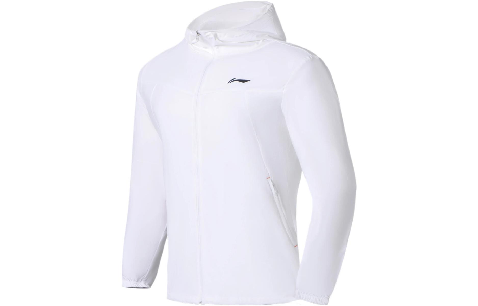 Li-Ning Running Series Logo Packable White Hooded Windbreaker Jacket - Men AFDS365-1