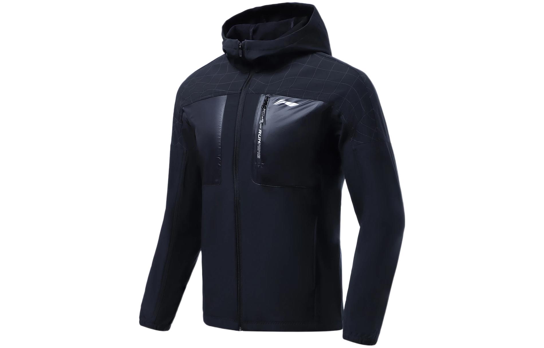 Li-Ning Running Series Reflective Hooded Windbreaker Jacket Black Winter AFDR691-1