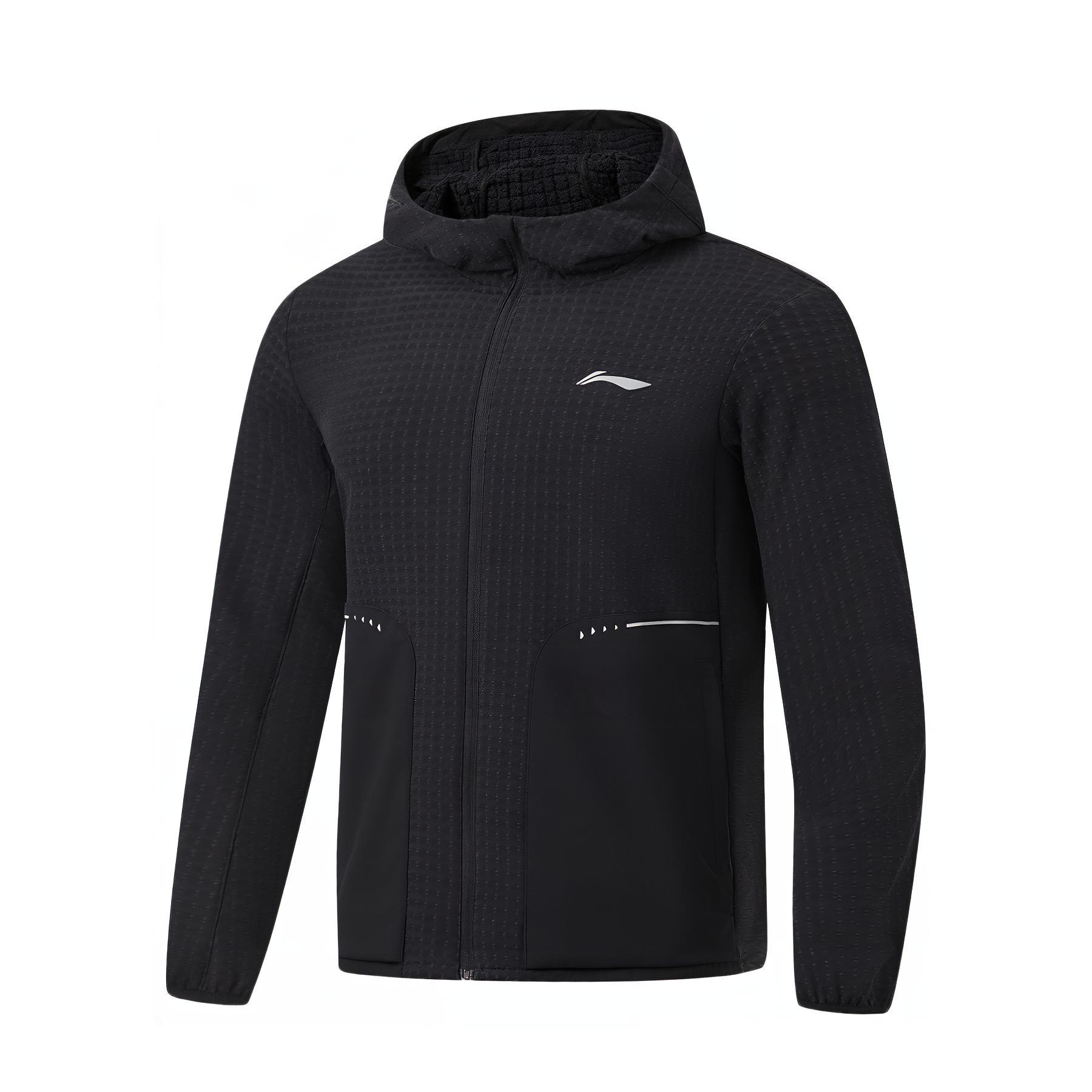 Li-Ning Running Series Reflective Logo Hooded Fleece Jacket Black AFDT623-1