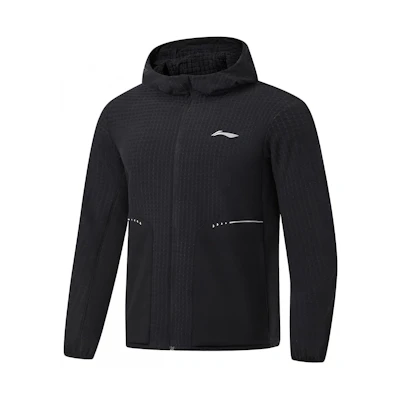 Li-Ning Running Series Reflective Logo Hooded Fleece Jacket Black AFDT623-1