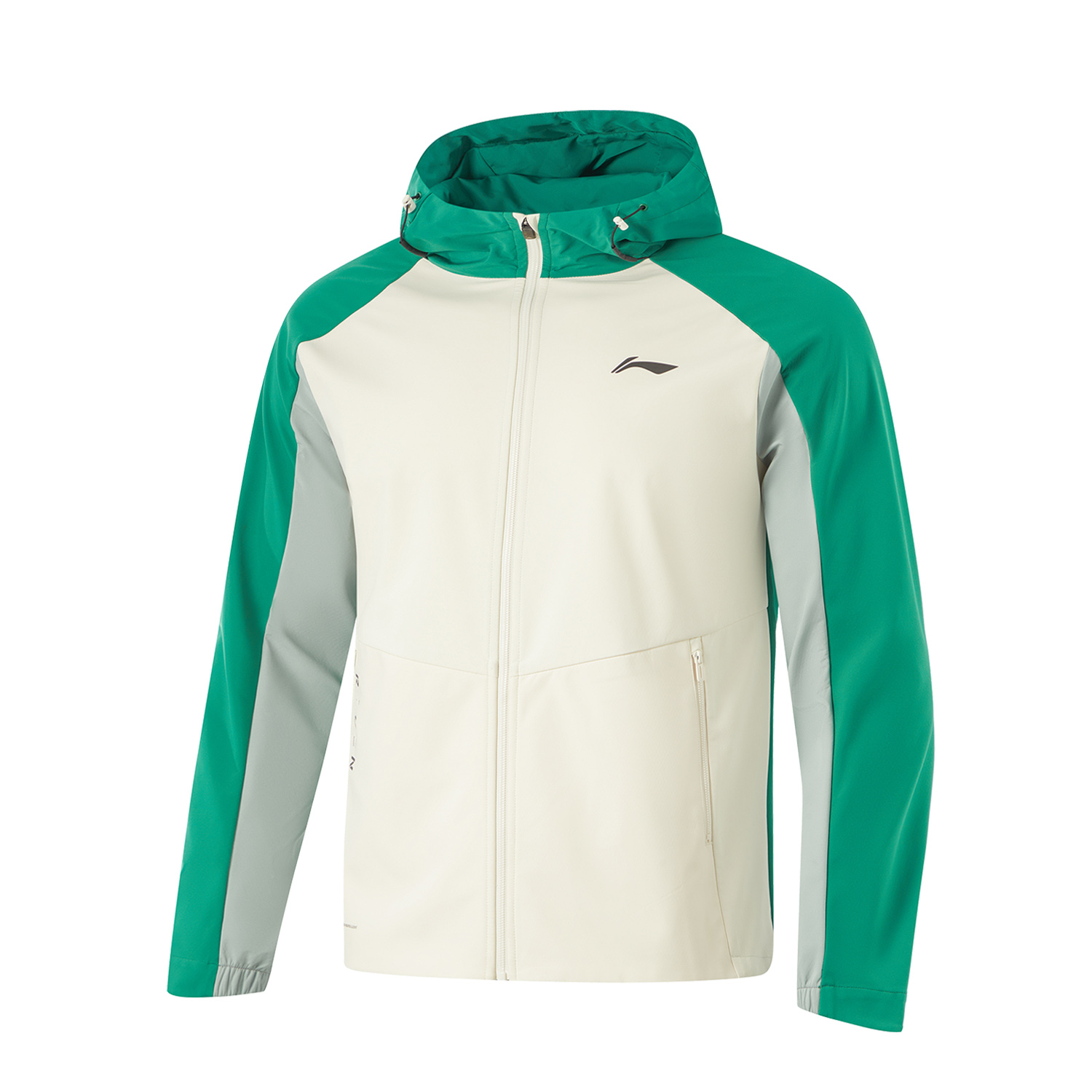 Li-Ning Running Water-Repellent Hooded Logo Jacket Beige/Stone Green/Gray Green AFDU351-7