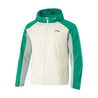 Li-Ning Running Water-Repellent Hooded Logo Jacket Beige/Stone Green/Gray Green AFDU351-7