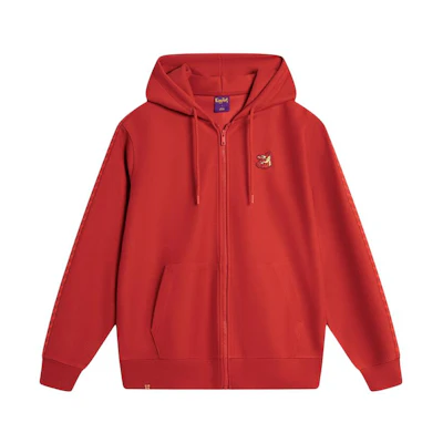 Li-Ning Samba Red Embroidered Zip-Up Hoodie Sportswear AWDU053-4