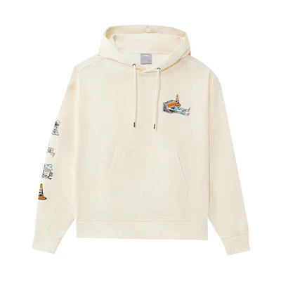 Li-Ning Skateboard Series Graphic Print Loose Hoodie Men’s Off-White AWDS177-3