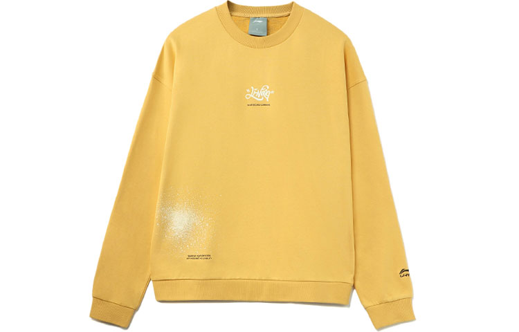 Li-Ning Skateboard Series Ink Print Pullover Hoodie Unisex Light Ochre Yellow AWDR447-2