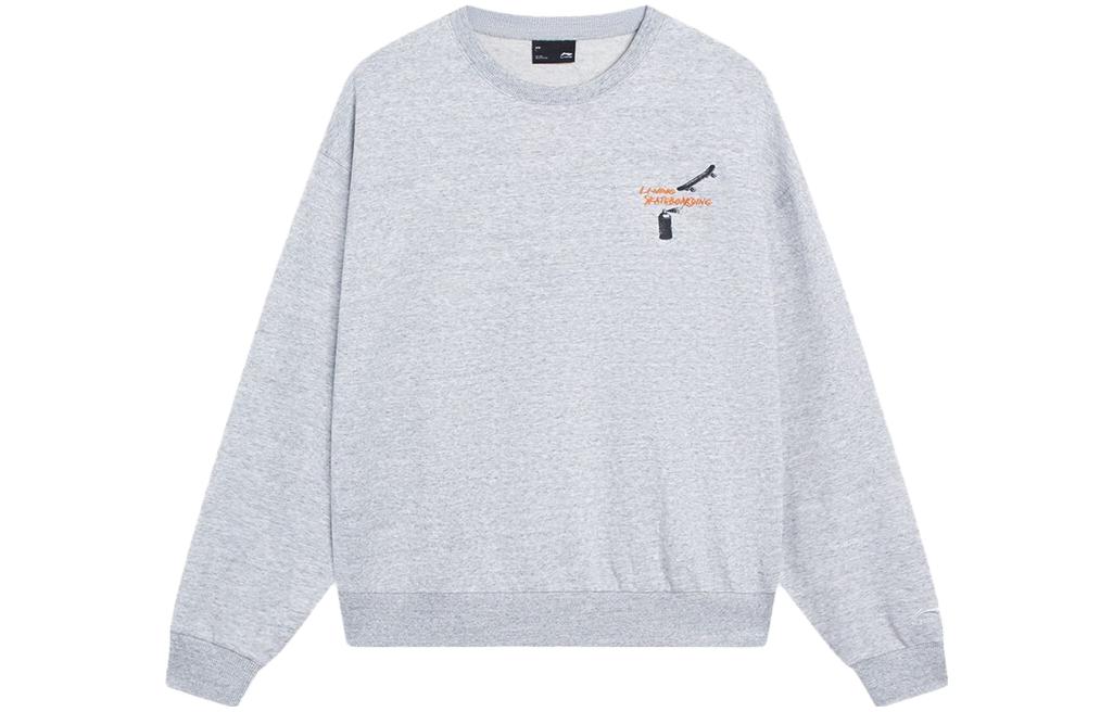 Li-Ning Skateboard Series Letter Print Loose Pullover Sweatshirt Unisex Grey AWDT155-3