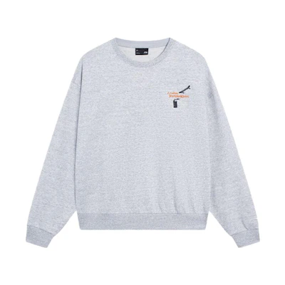 Li-Ning Skateboard Series Letter Print Loose Pullover Sweatshirt Unisex Grey AWDT155-3