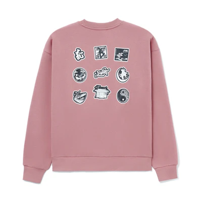 Li-Ning Skateboarding Cartoon Graphic Pink Crewneck Sweatshirt Winter Unisex AWDR825-4