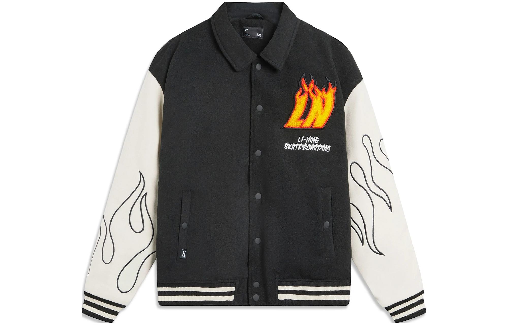 Li-Ning Skateboarding Collared Loose Jacket Men’s Black Oatmeal Gray AFDT697-2