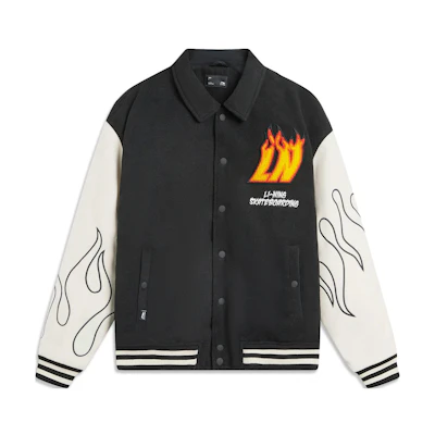 Li-Ning Skateboarding Collared Loose Jacket Men’s Black Oatmeal Gray AFDT697-2