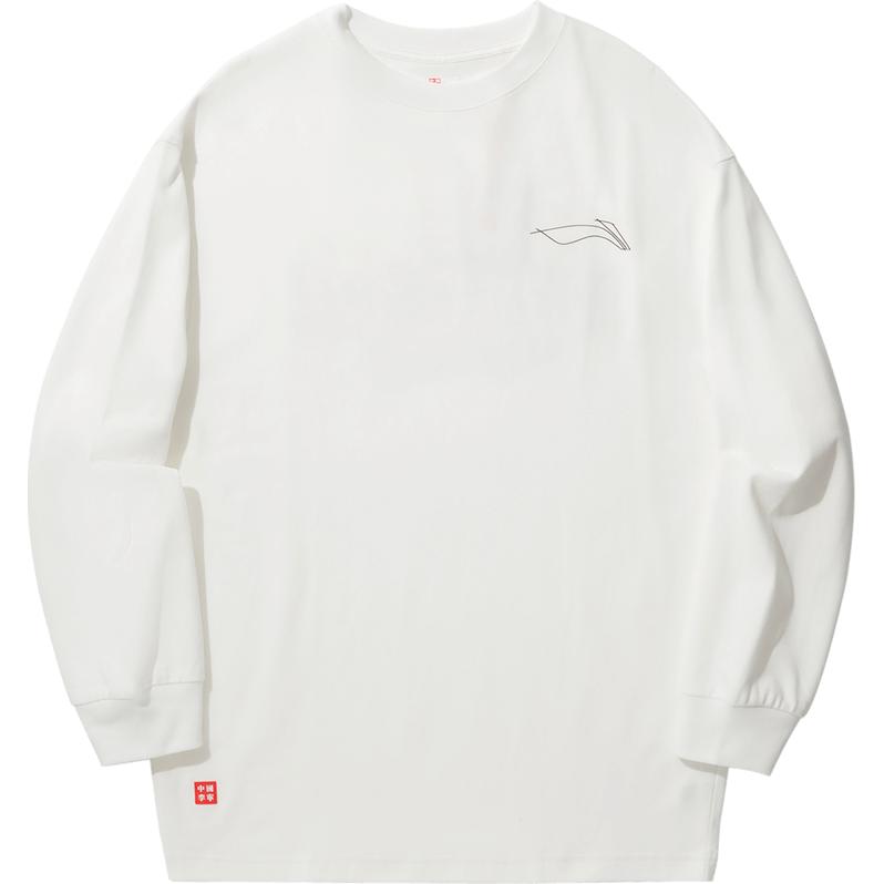 Li-Ning Skateboarding Crewneck Print Sweatshirt Unisex - Off-White AHSU943-2
