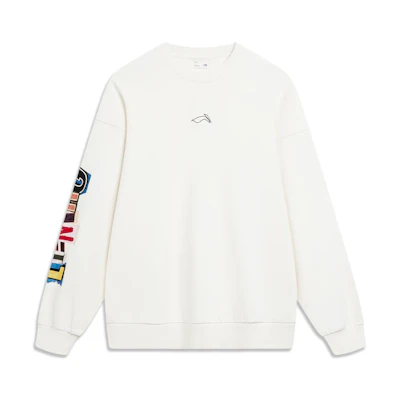 Li-Ning Skateboarding Crewneck Sweatshirt Beige Casual Sportswear AWDU137-3