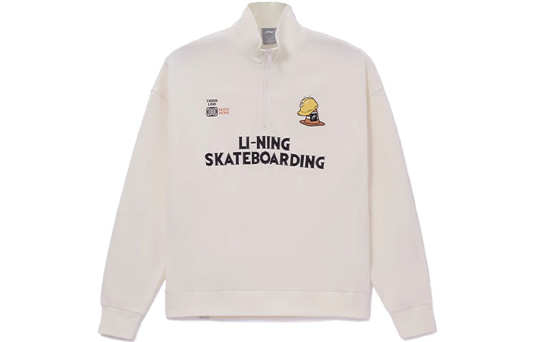 Li-Ning Skateboarding Half-Zip Oversized Pullover Sweatshirt Men Beige AWDS175-3