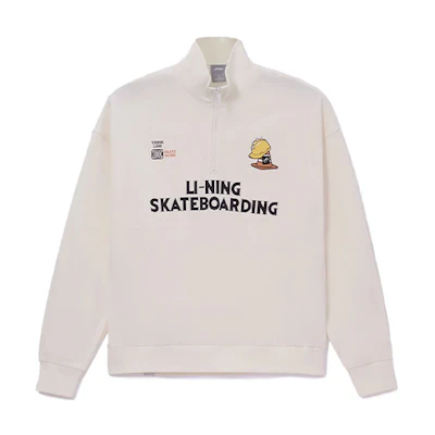 Li-Ning Skateboarding Half-Zip Oversized Pullover Sweatshirt Men Beige AWDS175-3