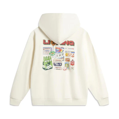 Li-Ning Skateboarding Hoodie Letter Print Pullover Unisex Off-White AWDU133-3